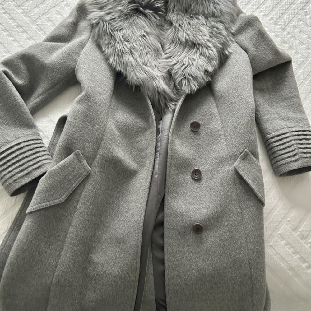 SENTALER Long Shawl Collar Wrap Coat - Picture 3 of 11